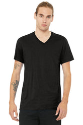 BELLA+CANVAS® Unisex Heather CVC V-Neck Tee - Black Heather - XS